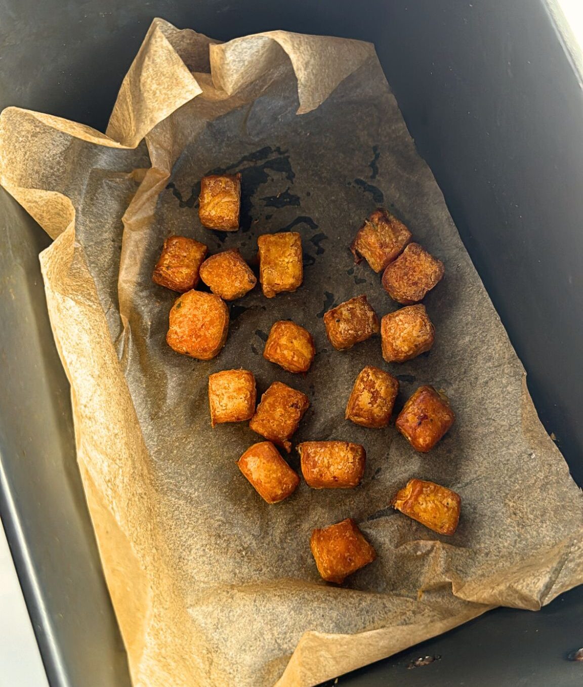 Battered paneer cubes in air fryer