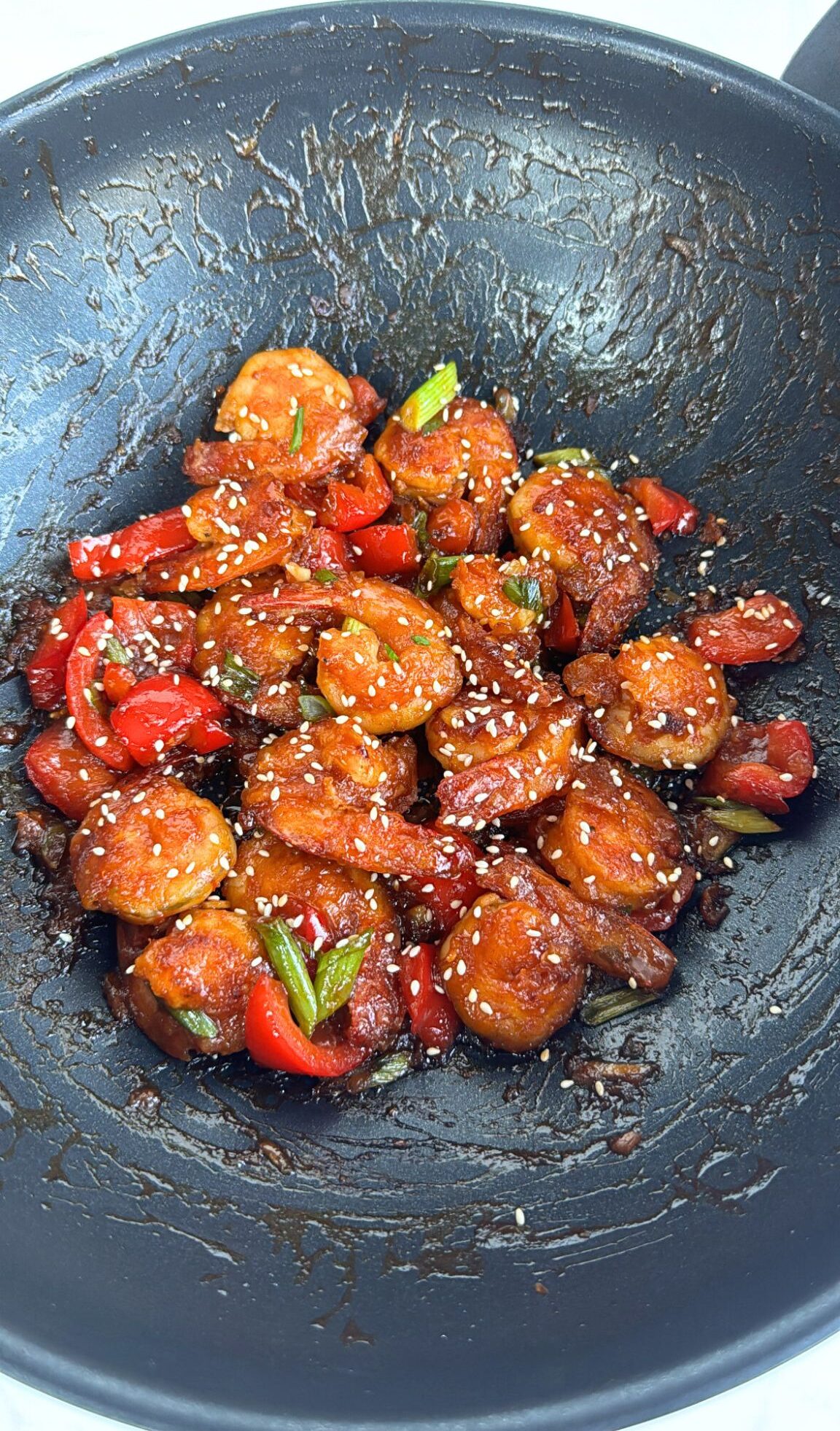 Chilli Dragon Prawns in wok