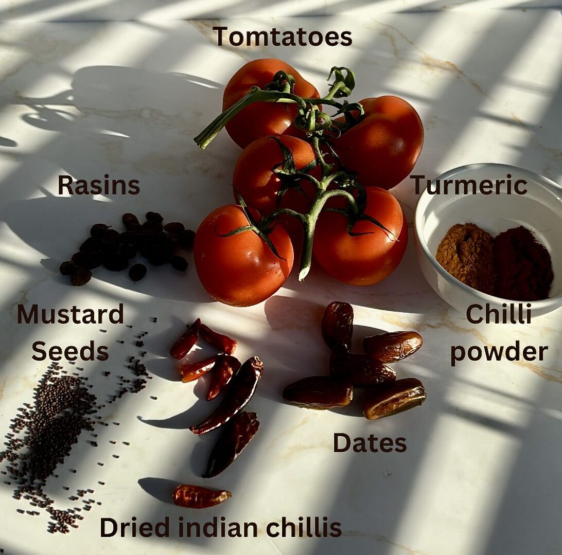 Tomato chutney ingredients