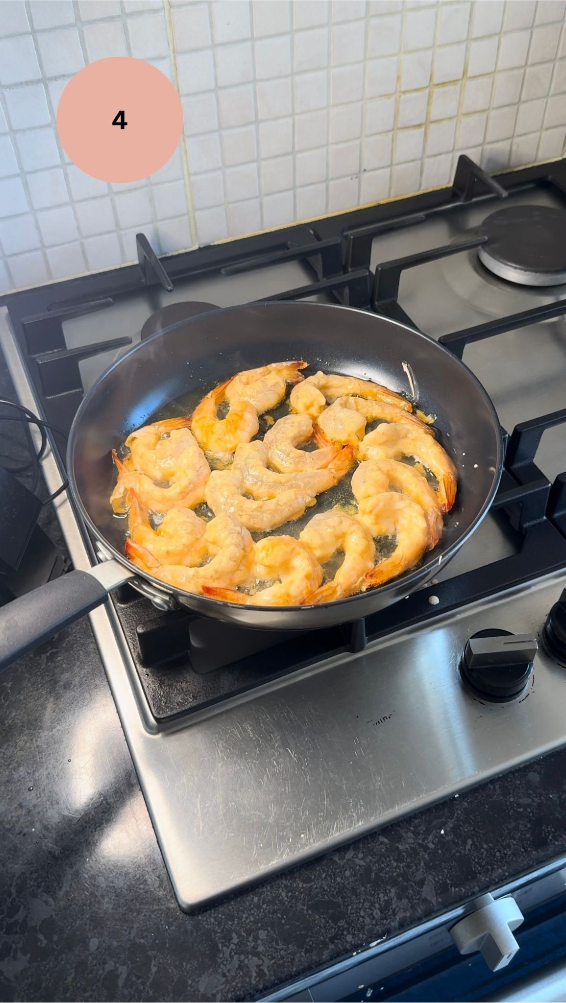 battered prawns in fry pan