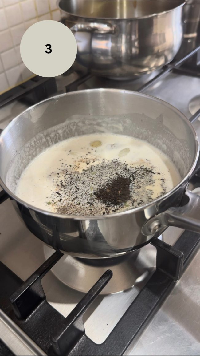 tea leaves added to milk