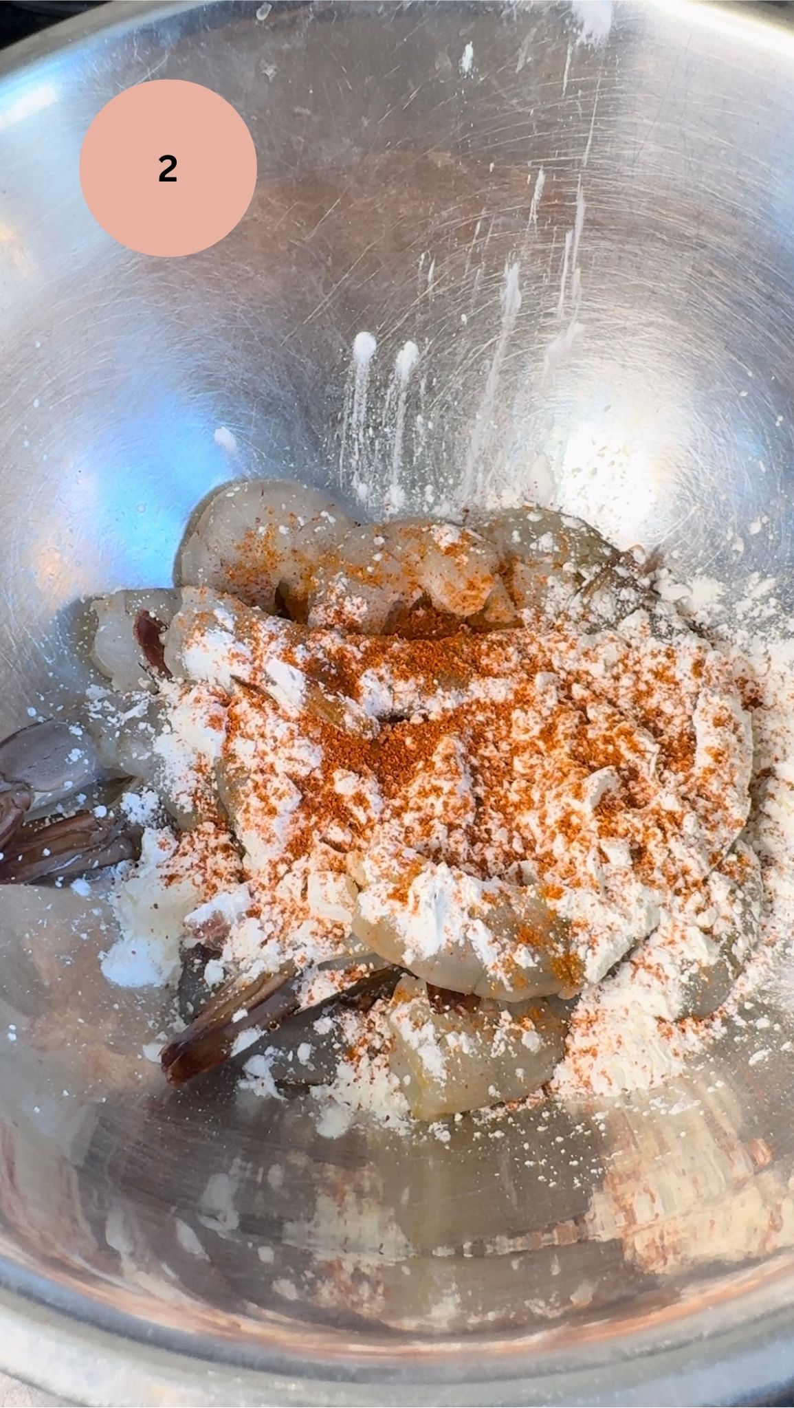 prawns with cornflour, salt, chilli powder