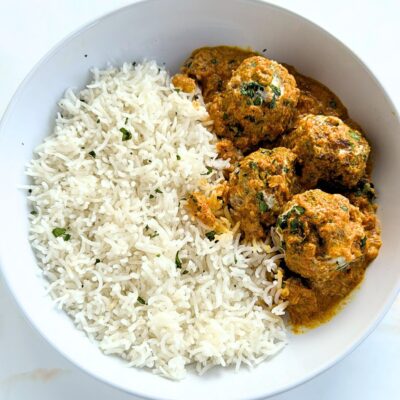 Rice and with indian meatballs (kofta curry)