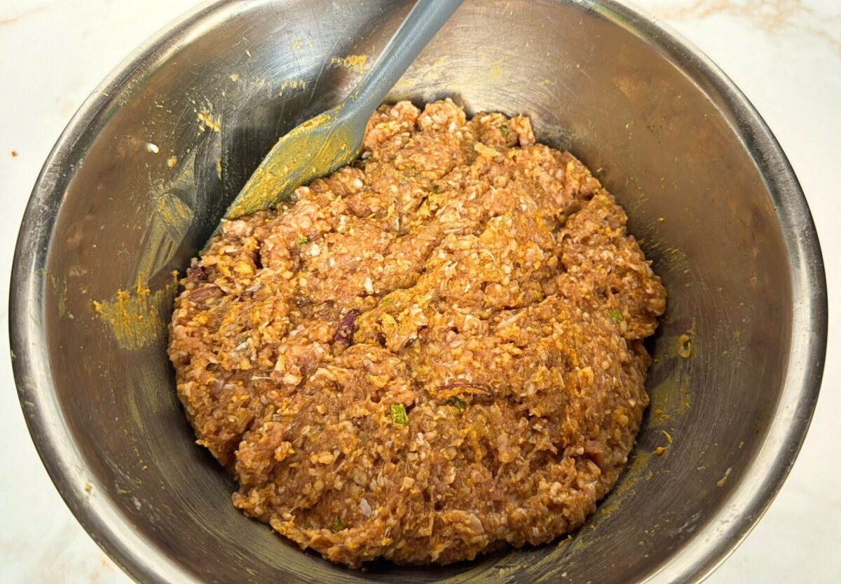 marinated keema in steel bowl