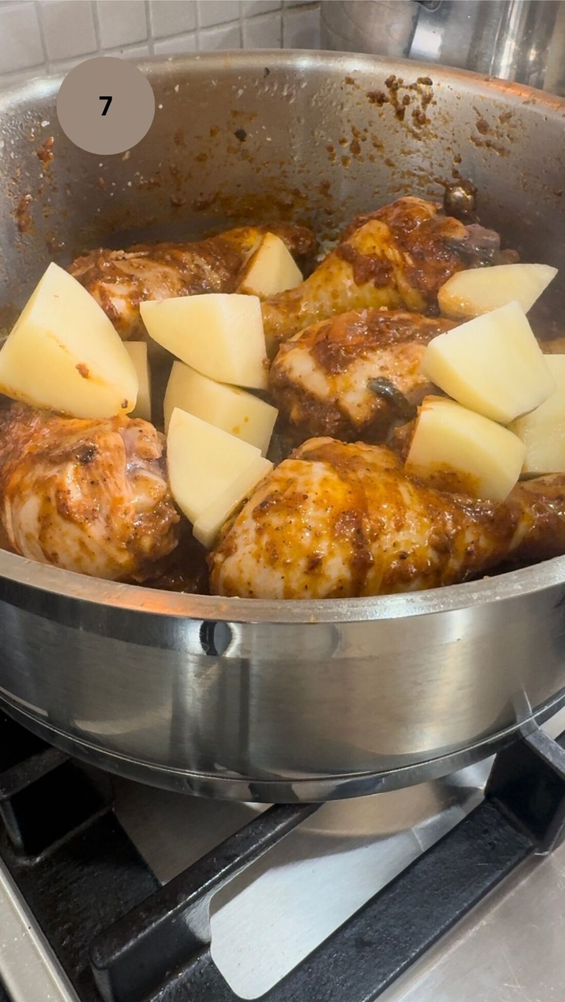 potatoes added to the saucepan