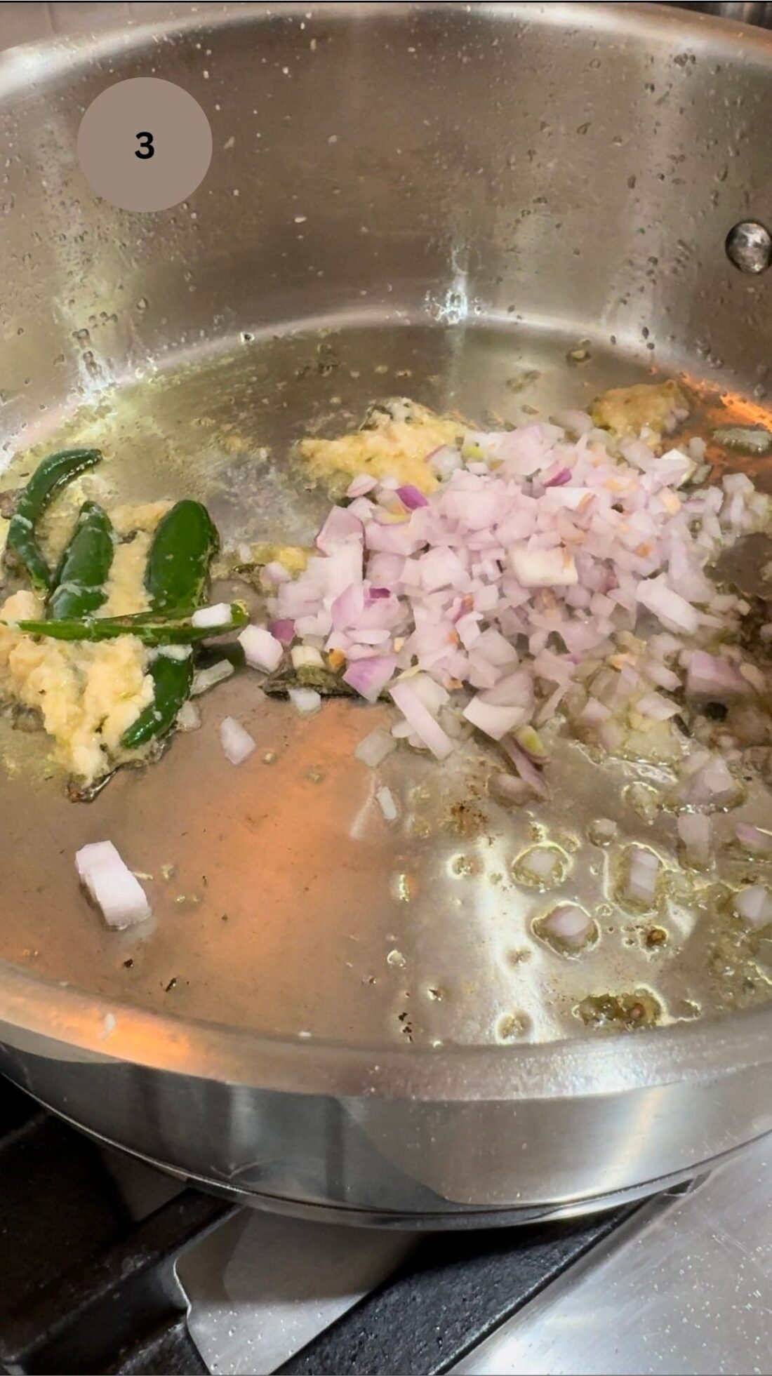 ginger and garlic paste and onions frying